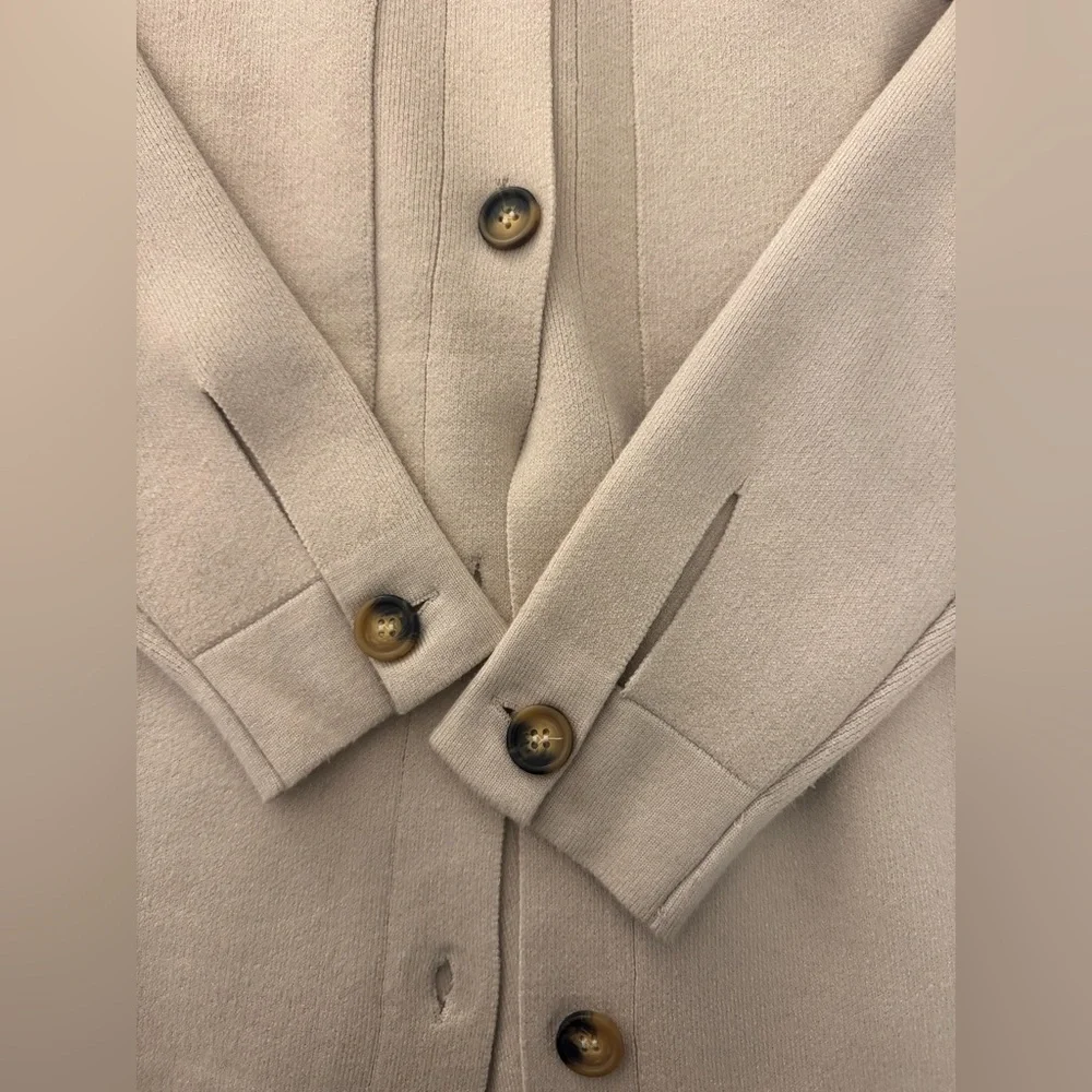 Women's Beige Button-Up Light Knit Sweater - Picture 3 of 7